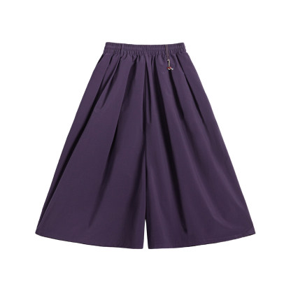 A字薄款寬鬆顯瘦大擺垂感闊腿山本裙褲一體九分休閒褲女