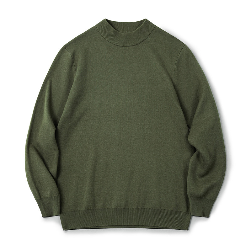 美式休閒基礎款半高領毛衣保暖套頭針織打底衫男士-Retro's Wear