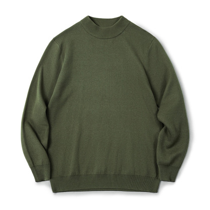 美式休閒基礎款半高領毛衣保暖套頭針織打底衫男士-Retro's Wear