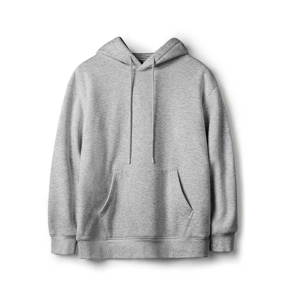 美式灰色洛奇連帽衛衣加絨寬鬆重磅疊穿套頭帽衫外套男秋