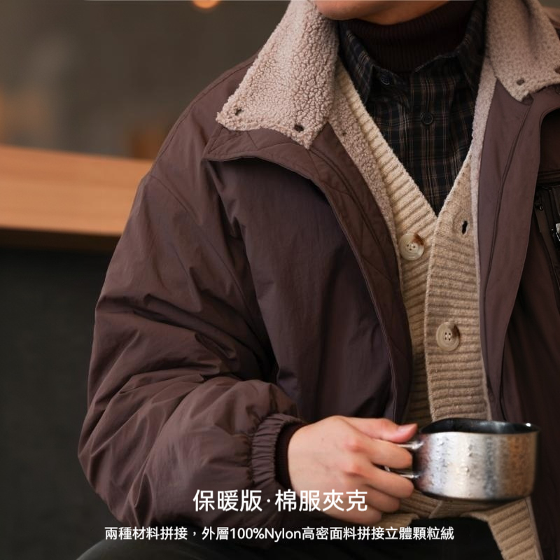 保暖羊羔絨防風立領工裝夾克男寬鬆美式休閒加厚棉衣冬