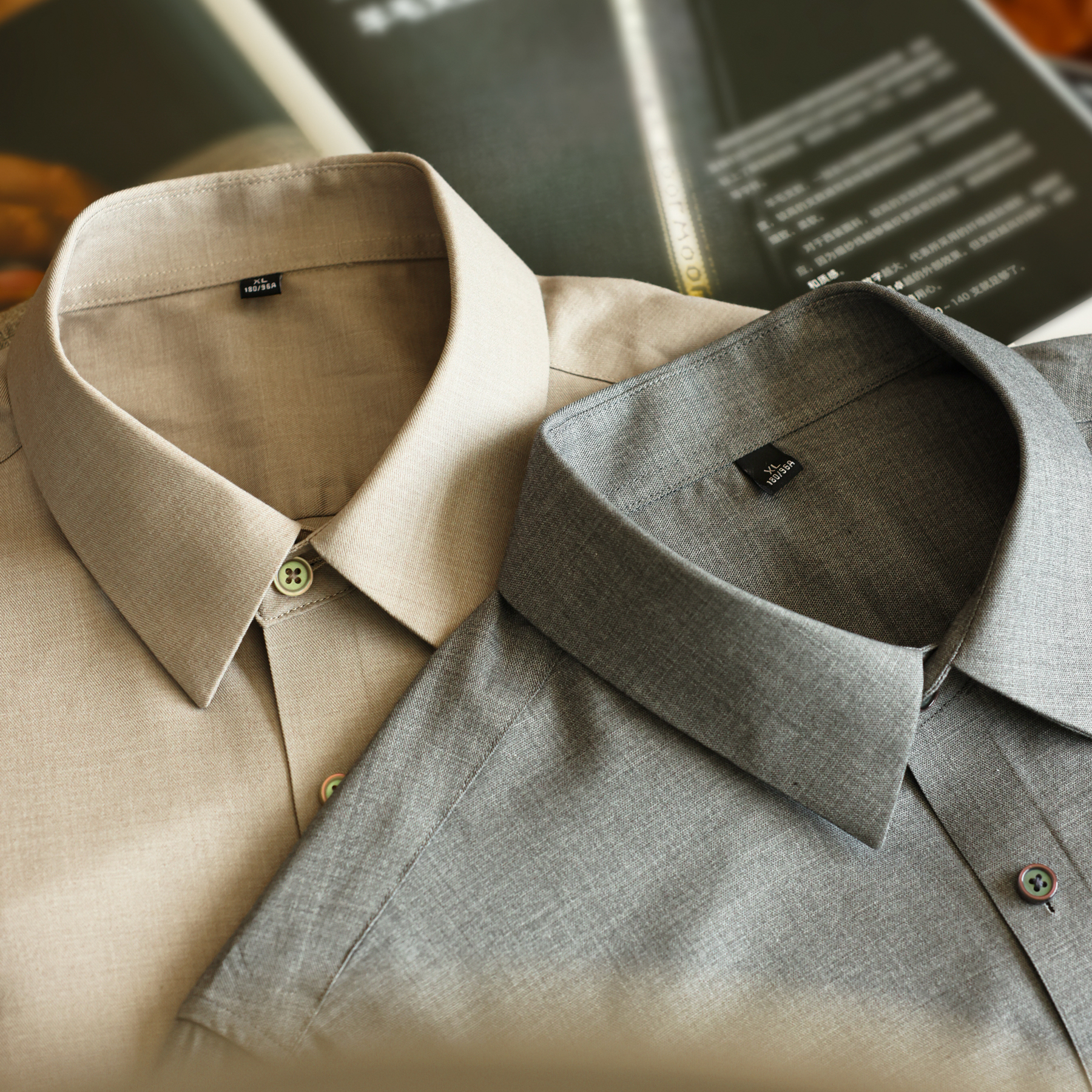 抗皺免燙莫代爾長袖襯衫男美式休閒通勤外搭襯衣打底衫