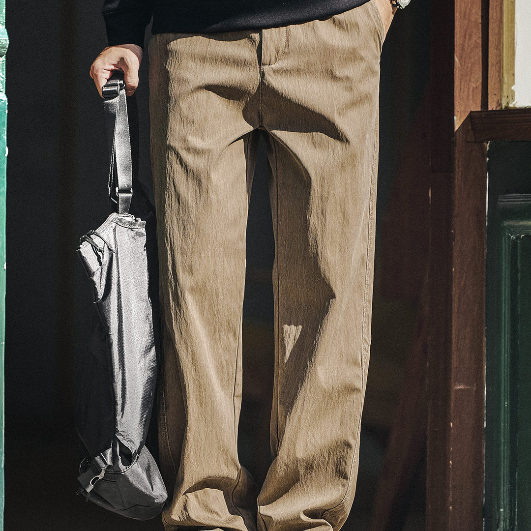 美式復古老錢風休閒褲男士寬鬆直筒秋冬新款舒適感工裝褲子