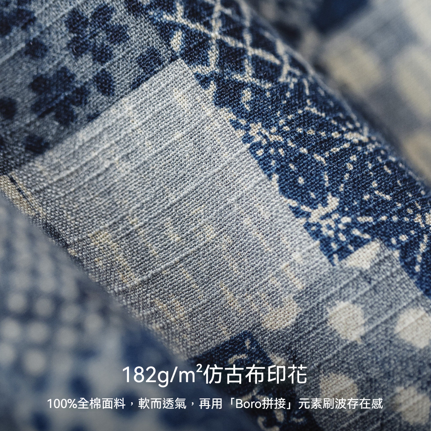 美式復古Boro古布短袖襯衫vintage印花牛仔襯衣外套男夏