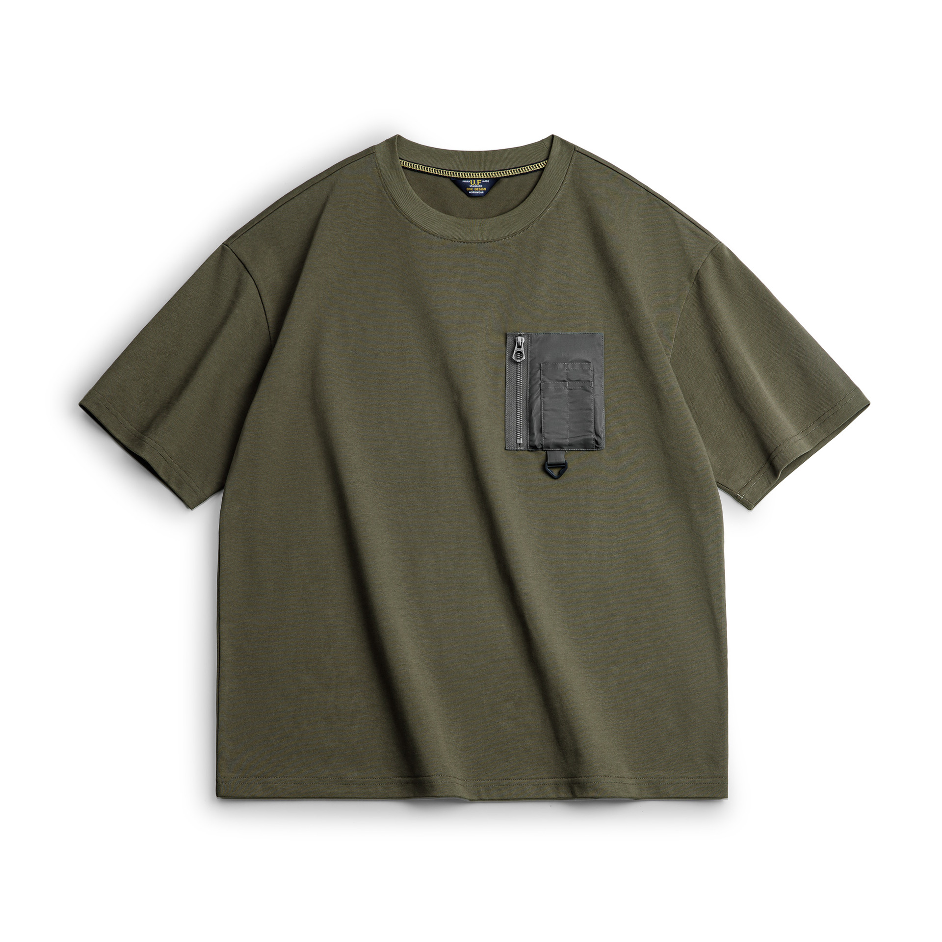 美式復古軍綠色口袋T恤山系純棉針織日系重磅短袖男款夏