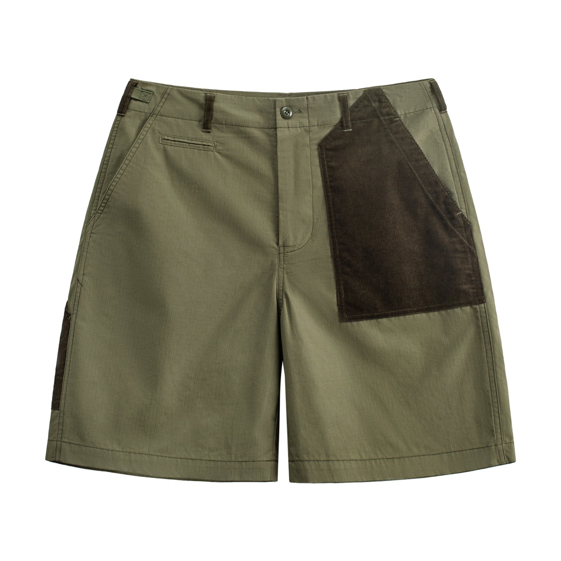 美式復古拼色伐木短褲大口袋軍綠色直筒og107五分褲男夏