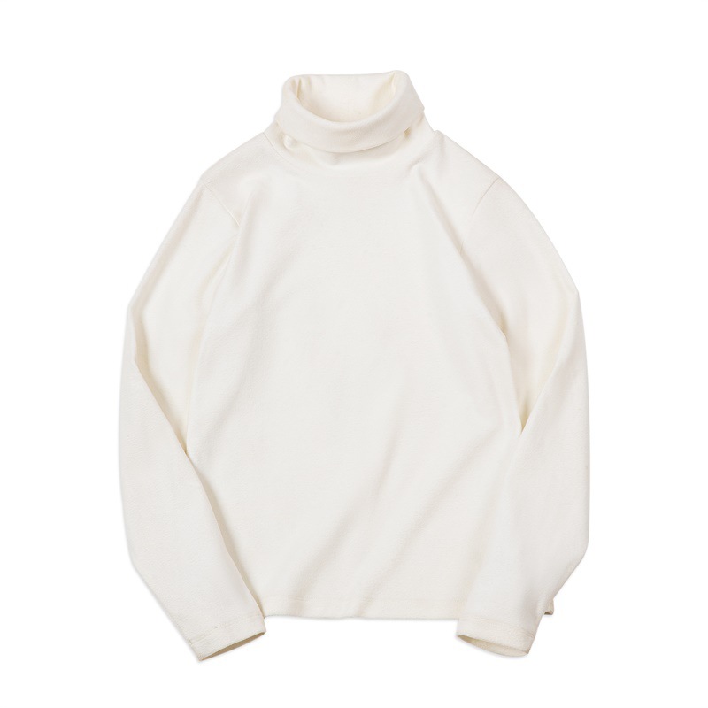 黑色緊身半高領打底衫仿德絨內搭上衣修身針織長袖T恤秋冬女-Retro's Wear