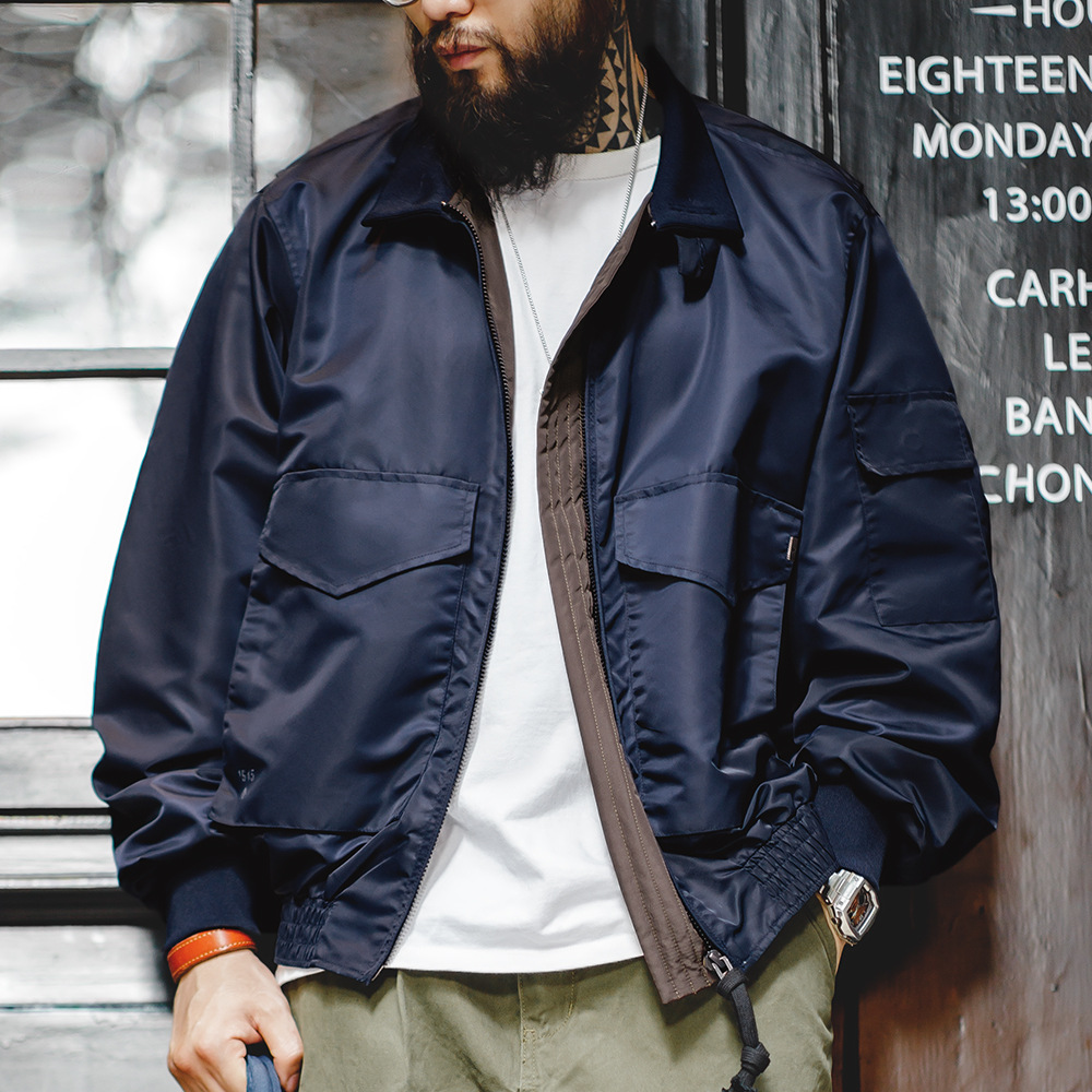 美式復古G8飛行員夾克軍事風阿美咔嘰翻領短款外套男秋-Retro's Wear