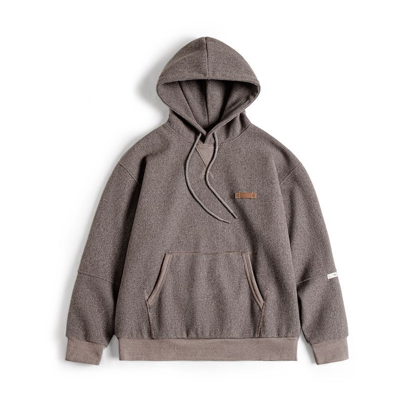 美式復古毛呢連帽衛衣重磅加厚套頭帽衫休閒上衣男秋冬季-Retro's Wear