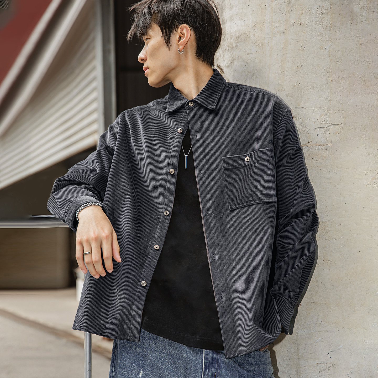 MRA日系薑黃色粗坑燈芯絨長袖襯衫美拉德納瓦霍疊穿外套寸衣