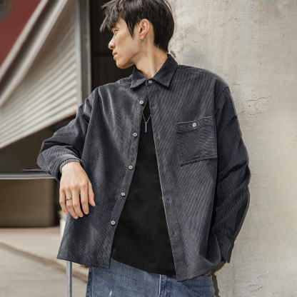 MRA日系薑黃色粗坑燈芯絨長袖襯衫美拉德納瓦霍疊穿外套寸衣