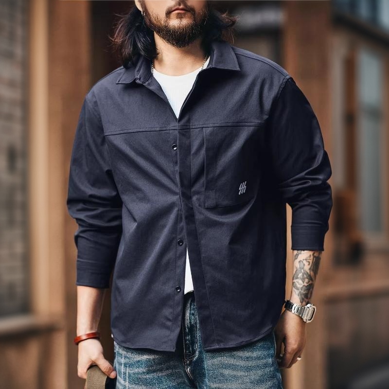 美式簡約長袖男士襯衫2026春季新款休閒工裝襯衣外套