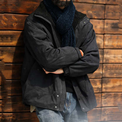 美式復古加棉羊羔絨夾克外套男麂皮絨拼接立領高級感棉服