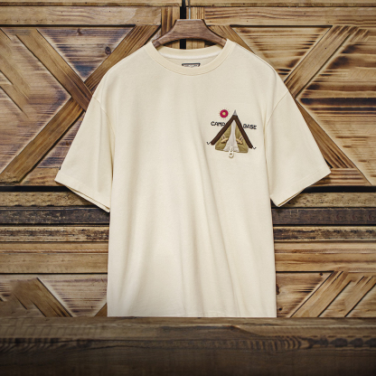 2025新純棉親膚短袖寬鬆落肩上衣吸濕純色T恤七分袖圓領衫女