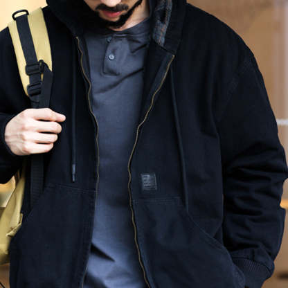 美式復古連帽開衫夾克外套男寬鬆vintage重磅拉鍊休閒衛衣秋-Retro's Wear