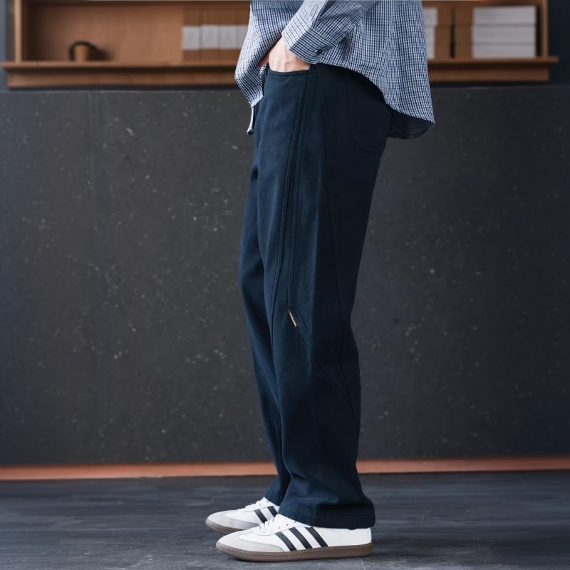 美式重磅純棉加絨加厚工裝褲男復古水洗休閒直筒長褲子