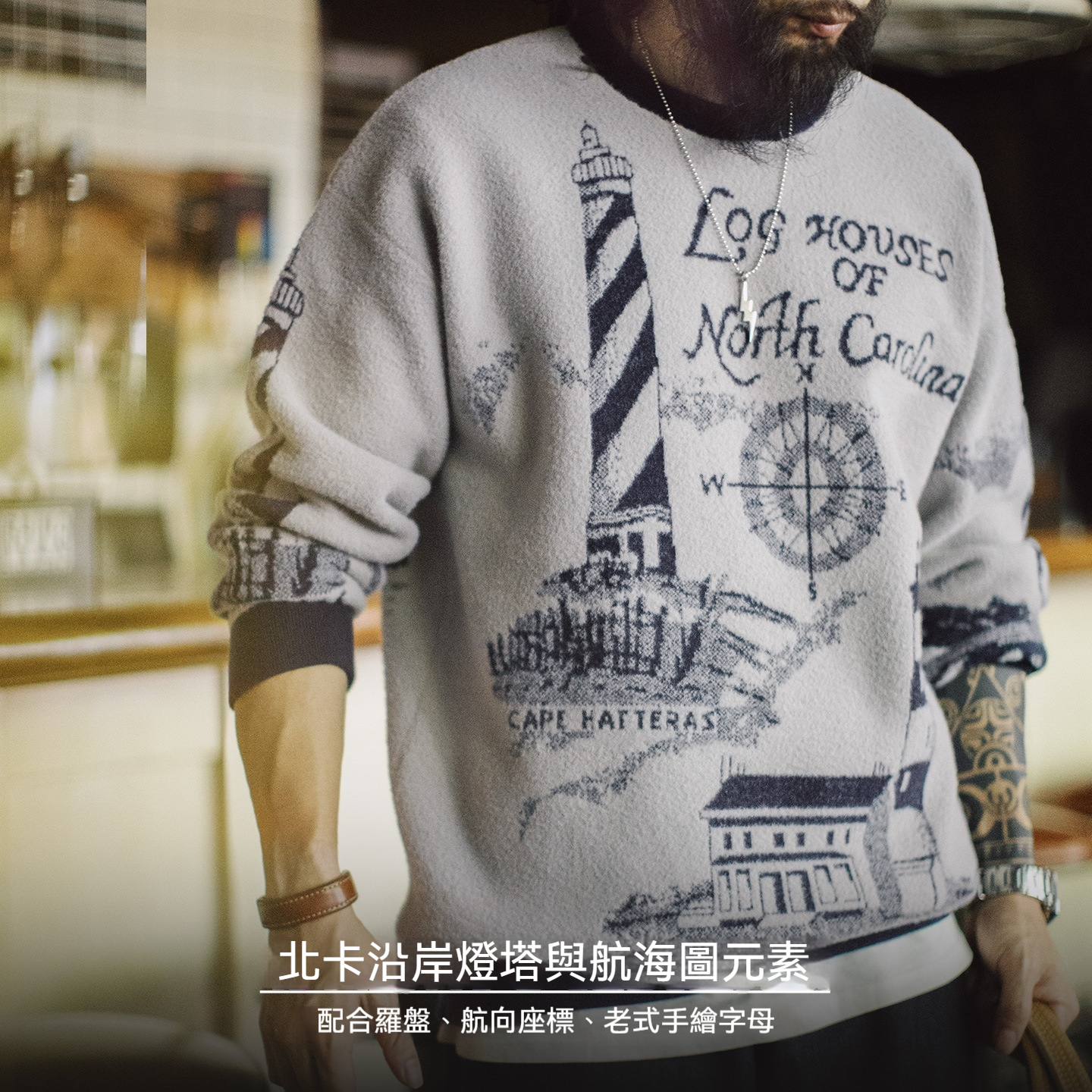 美式灰色圓領套頭毛衣軟糯保暖加厚慵懶風寬鬆外套男秋冬