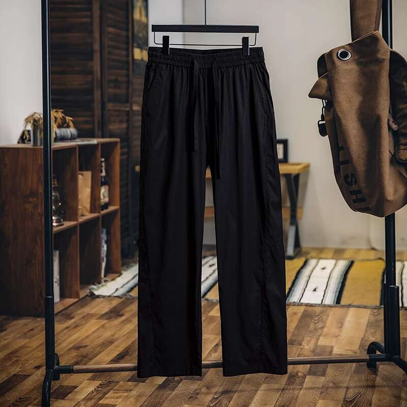 萊賽爾速幹休閒褲男春夏2025新款潮牌美式寬鬆直筒褲子彈力工裝褲