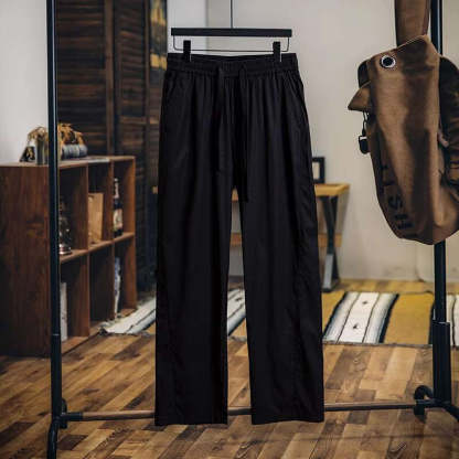 萊賽爾速幹休閒褲男春夏2025新款潮牌美式寬鬆直筒褲子彈力工裝褲