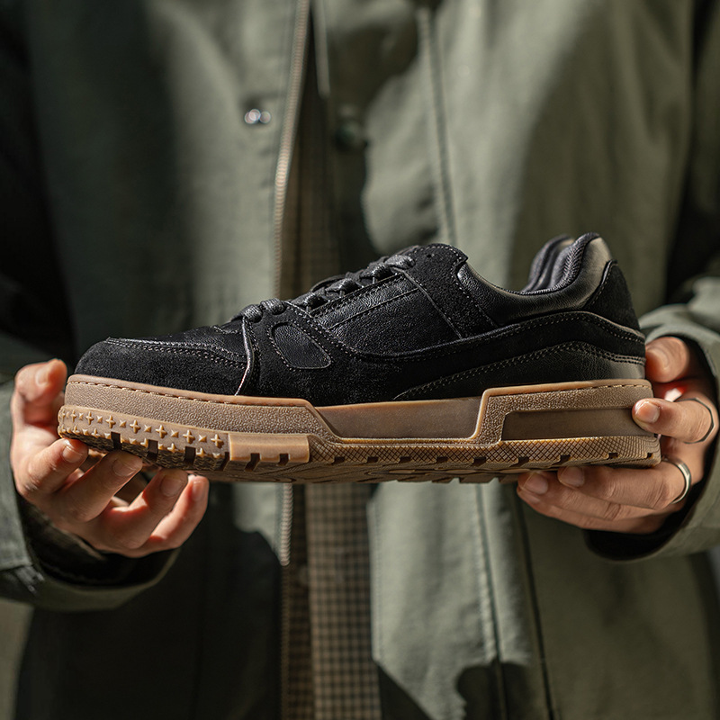 髒髒鞋板鞋男2025新款冬季厚底運動休閒鞋拼接復古做舊小黑鞋
