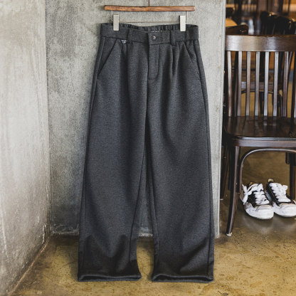 420g含綿羊毛男士加絨直筒休閒褲秋冬複合一體絨保暖寬鬆闊腿長褲