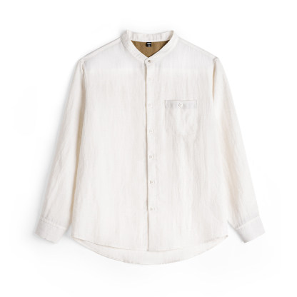 萊賽爾長袖襯衫天絲日系鬆弛感襯衣美式老錢風外套男士春