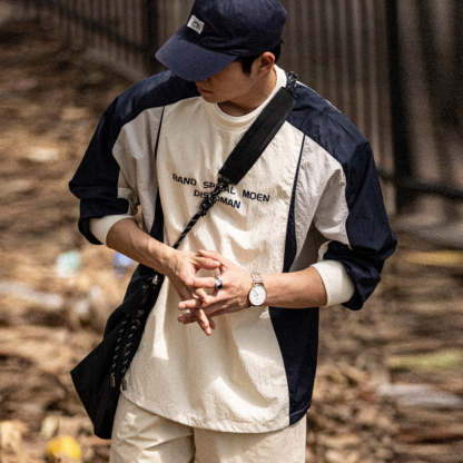 透氣速幹抗皺T恤山系戶外套頭休閒運動防水長袖足球訓練服男-Retro's Wear