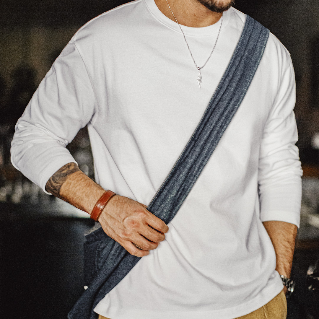 新疆純棉長袖T恤純色內搭打底白色重磅高克重體恤男秋季