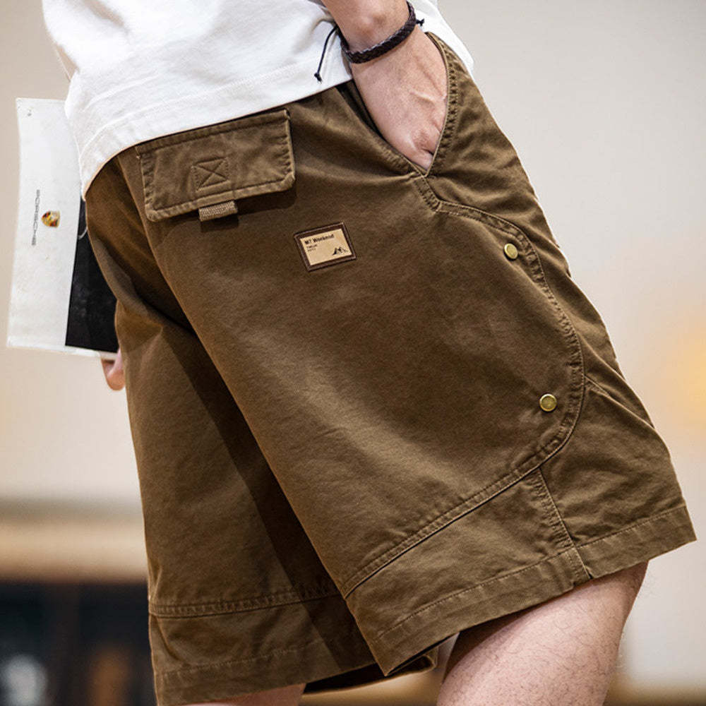 美式復古水洗工裝短褲男2025夏季新款寬鬆休閒五分褲純棉5分中褲