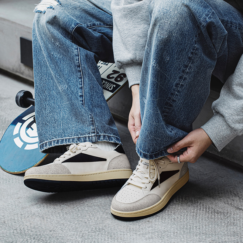 MRA爆裂紋板鞋男款2026新款復古ro小白鞋百搭運動休閒鞋潮鞋子春