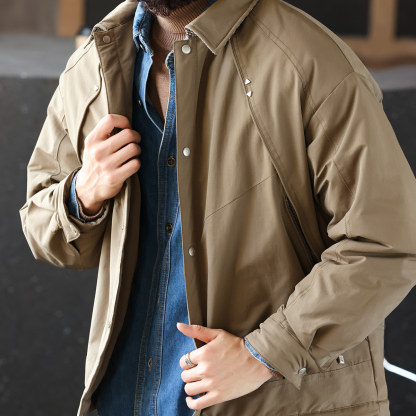 美式復古戶外翻領加棉加厚夾克外套男哈靈頓G9保暖棉衣