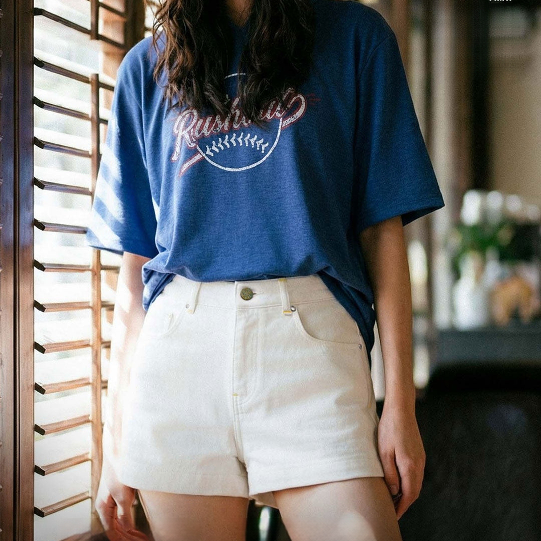 美式白色牛仔三分微彈力顯瘦直筒短褲A字型休閒短褲子女士夏