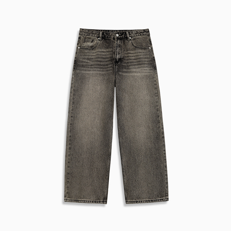 MRA復古水洗丹寧牛仔褲寬鬆直筒闊腿休閒長褲子男士春夏季