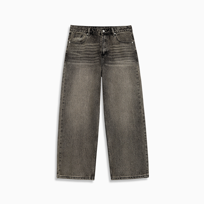 MRA復古水洗丹寧牛仔褲寬鬆直筒闊腿休閒長褲子男士春夏季