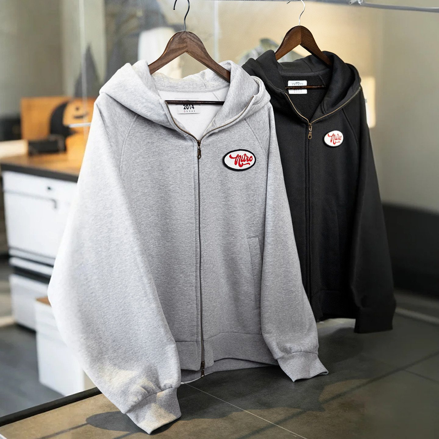 MRA410g加絨連帽章仔衛衣重磅加厚雙拉鍊短款運動開衫外套冬