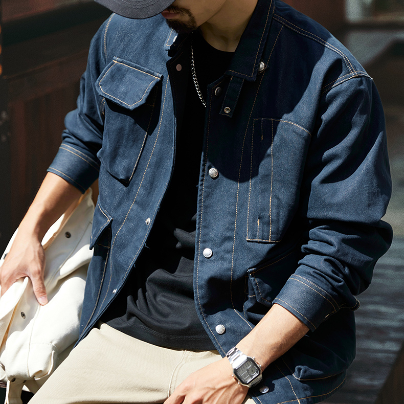 美式復古巴恩風工裝牛仔外套男2025秋季新款軍事四袋M65丹寧夾克