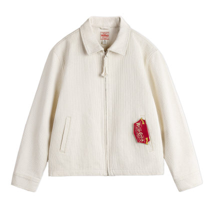 美式白色IKE教練夾克翻領重磅純棉正肩帆布短款外套男春