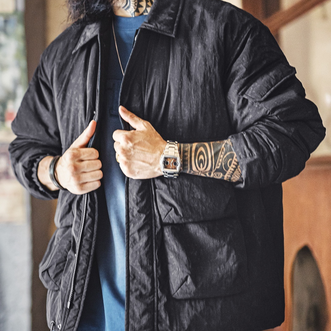 美式復古仿蠟染M65獵裝夾克立領保暖硬漢棉服外套男秋冬