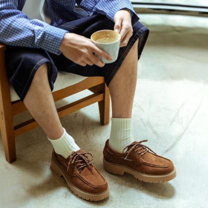 MRA 經典帆船鞋男款樂福鞋老錢風厚底增高工裝鞋復古休閒英倫皮鞋