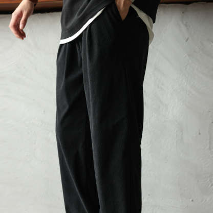 日系燈芯絨肌理感休閒褲男秋冬季基礎款褶皺垂感休閒百搭長褲-Retro's Wear