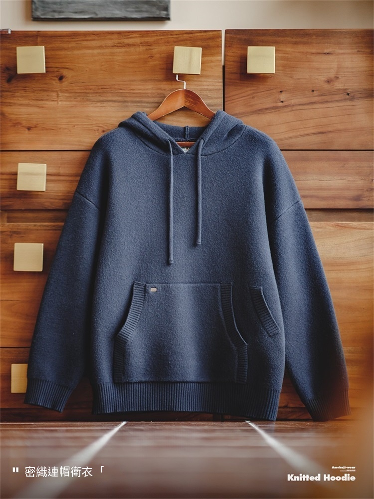 美式休閒重磅連帽針織衫衛衣cityboy套頭加厚外套男秋冬-Retro's Wear