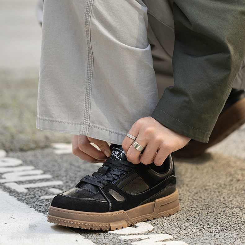 髒髒鞋板鞋男2025新款冬季厚底運動休閒鞋拼接復古做舊小黑鞋