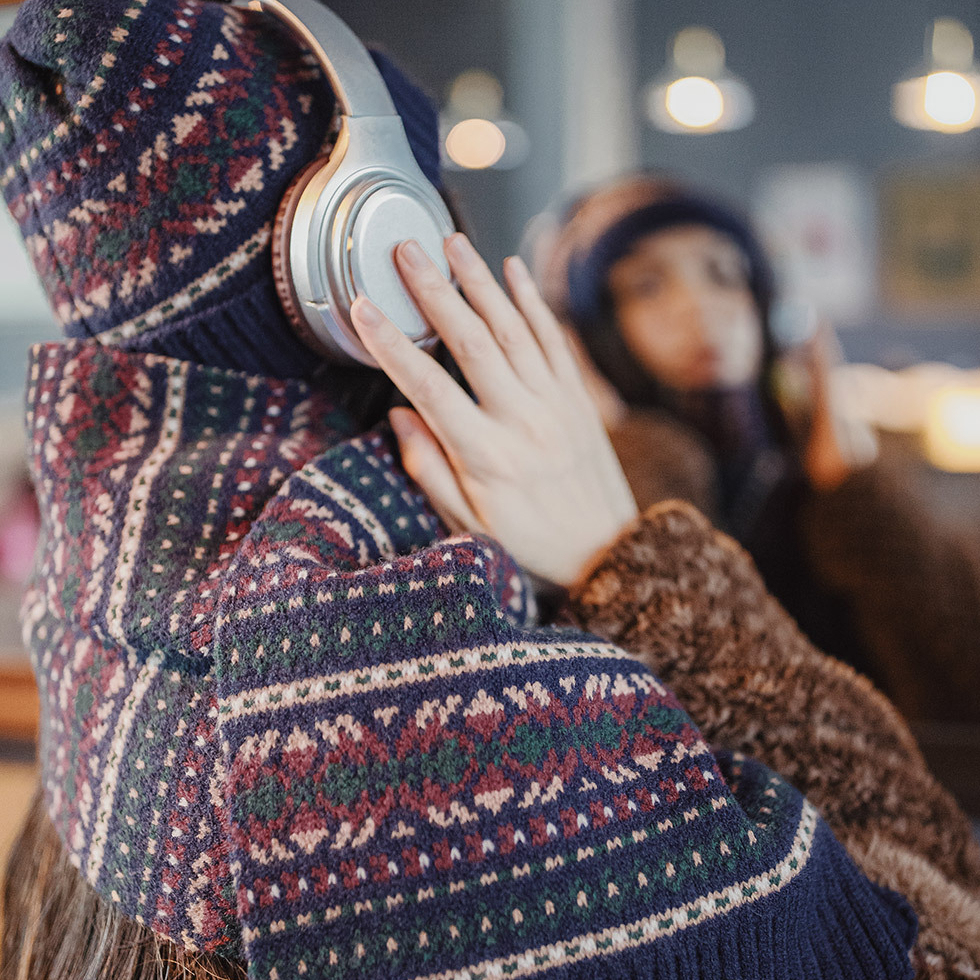 美式復古費爾島風針織圍巾加厚保暖毛線帽子情侶秋冬