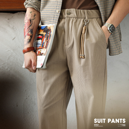 日系復古重磅燈芯絨休閒褲男打褶顆粒肌理感直筒長褲子