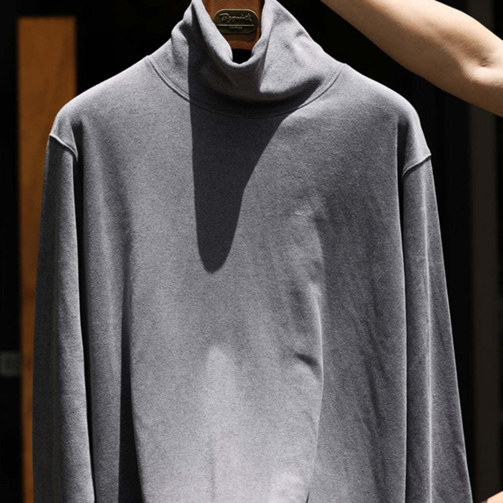 美式復古雙面一體澳絨高領打底衫300g重磅磨毛休閒長袖T恤男-Retro's Wear