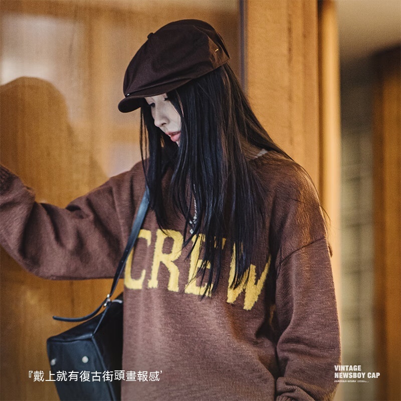 貝雷帽女秋冬顯臉小八角帽報童帽蓓蕾帽文藝復古畫家帽-Retro's Wear