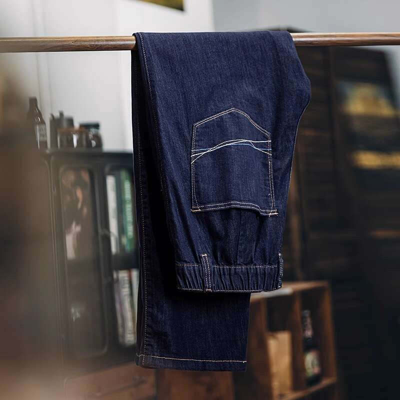 桑蠶絲薄荷纖維原色薄款牛仔褲男春夏2025新款防褪色寬鬆直筒長褲