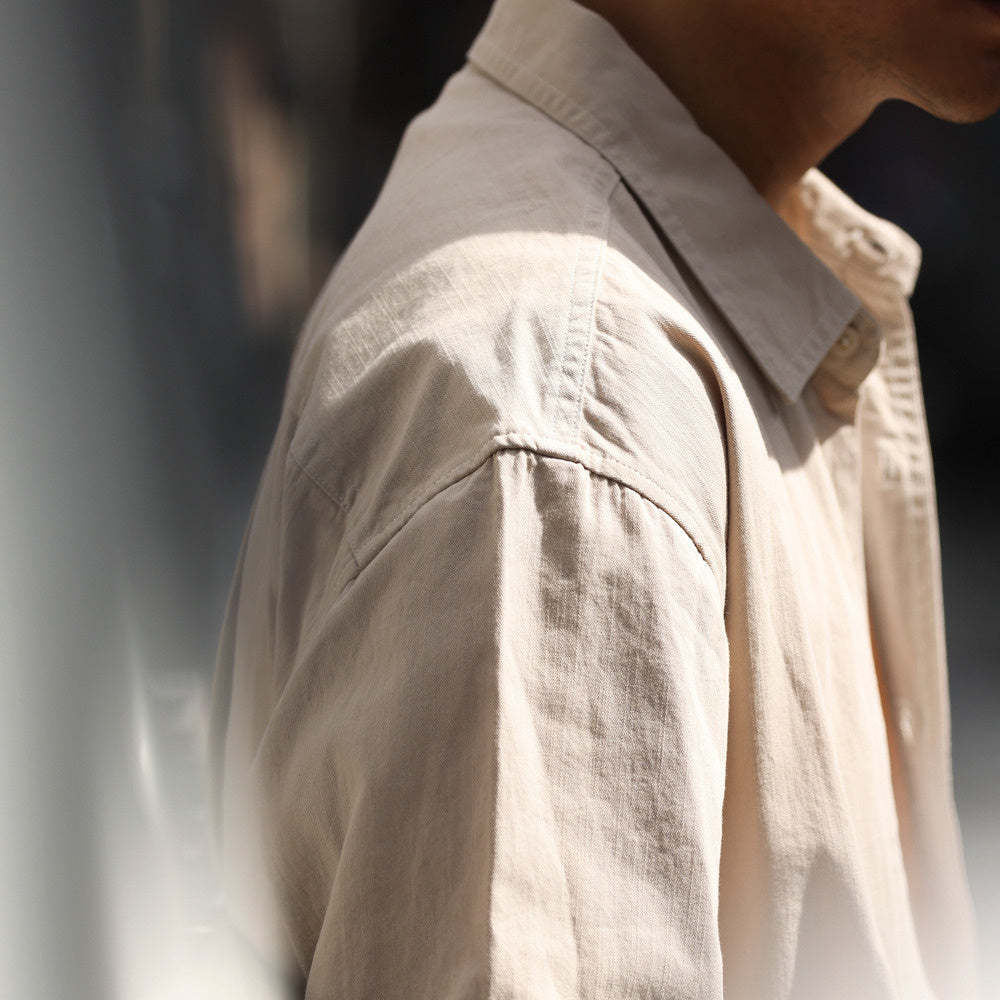 美式休閒簡約純色口袋長袖襯衫男高級感疊穿內搭襯衣外套秋-Retro's Wear