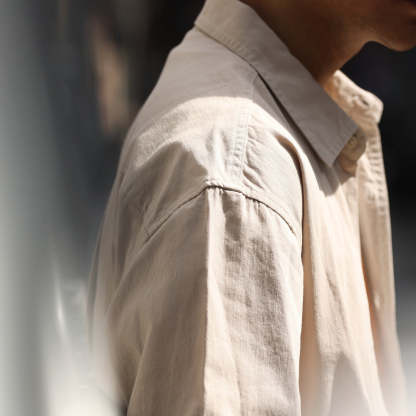 美式休閒簡約純色口袋長袖襯衫男高級感疊穿內搭襯衣外套秋-Retro's Wear