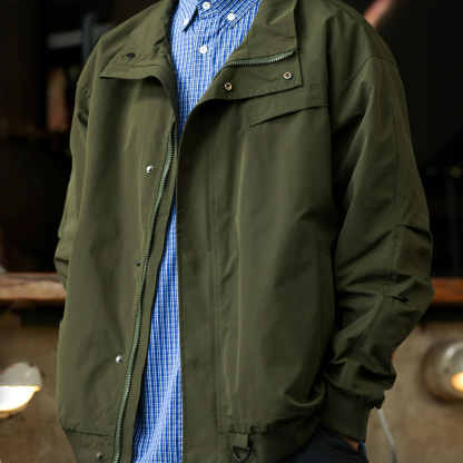 美式復古戶外梭織衝鋒衣男休閒開衫工裝防風夾克外套秋